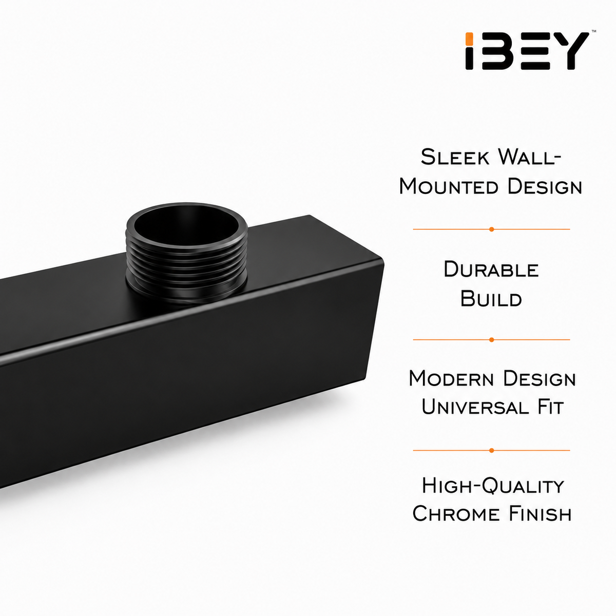 IBEY Black Stainless Steel Shower Arm – product gallery view 4