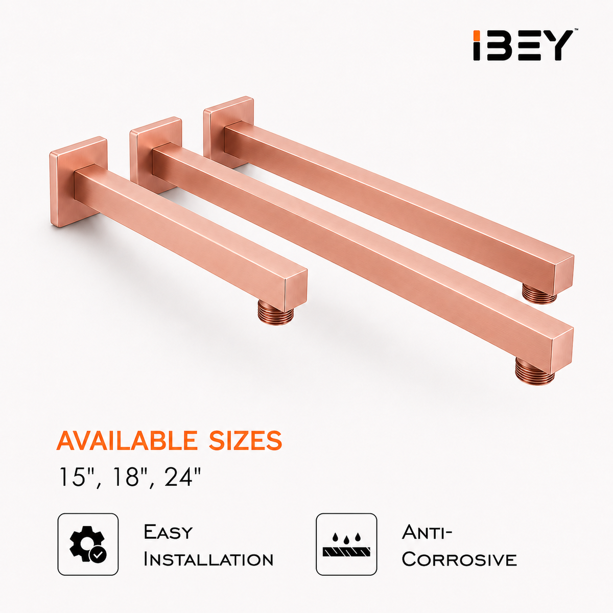 IBEY Rose Gold Stainless Steel Shower Arm – product gallery view 5