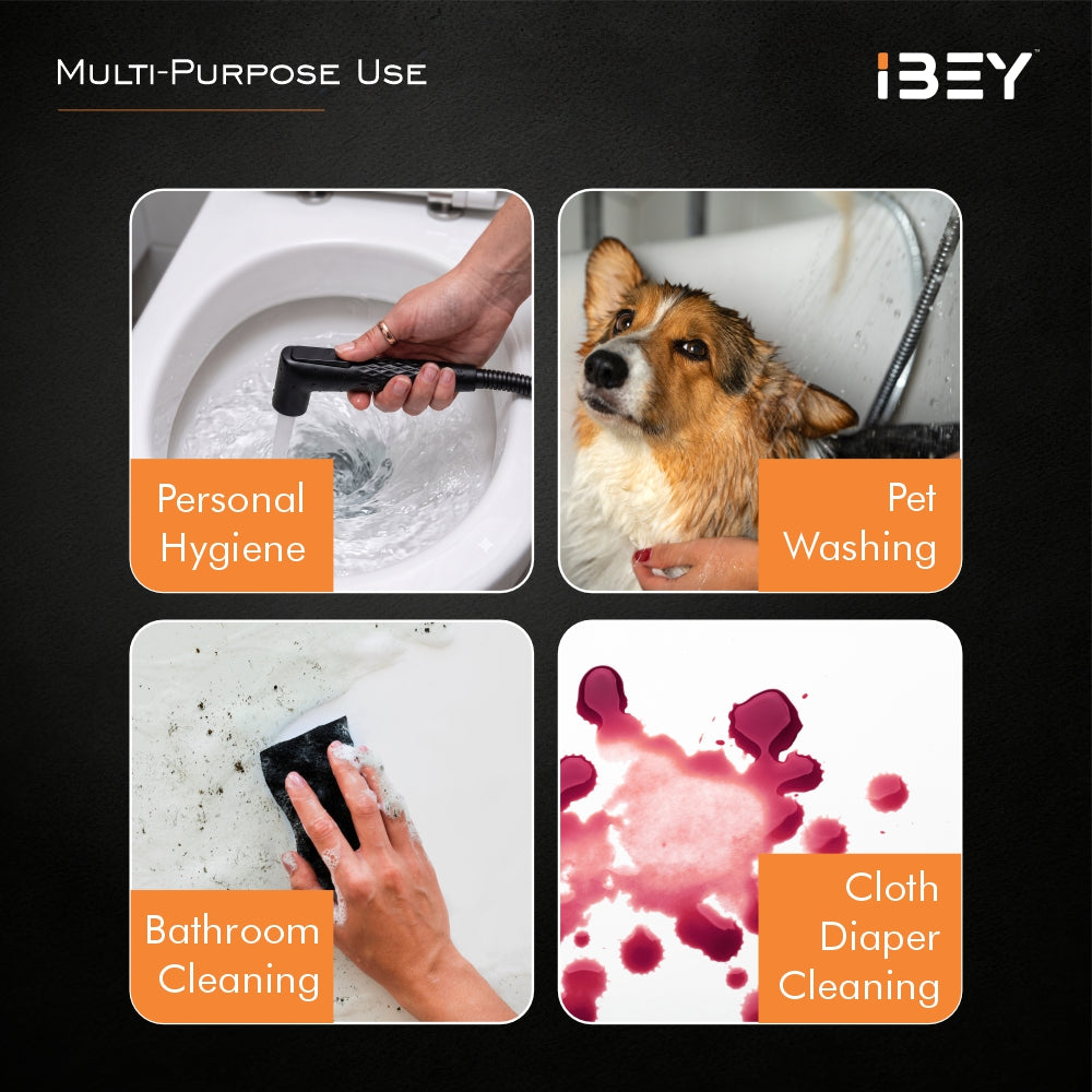 IBEY Black health faucet set, in-use detail