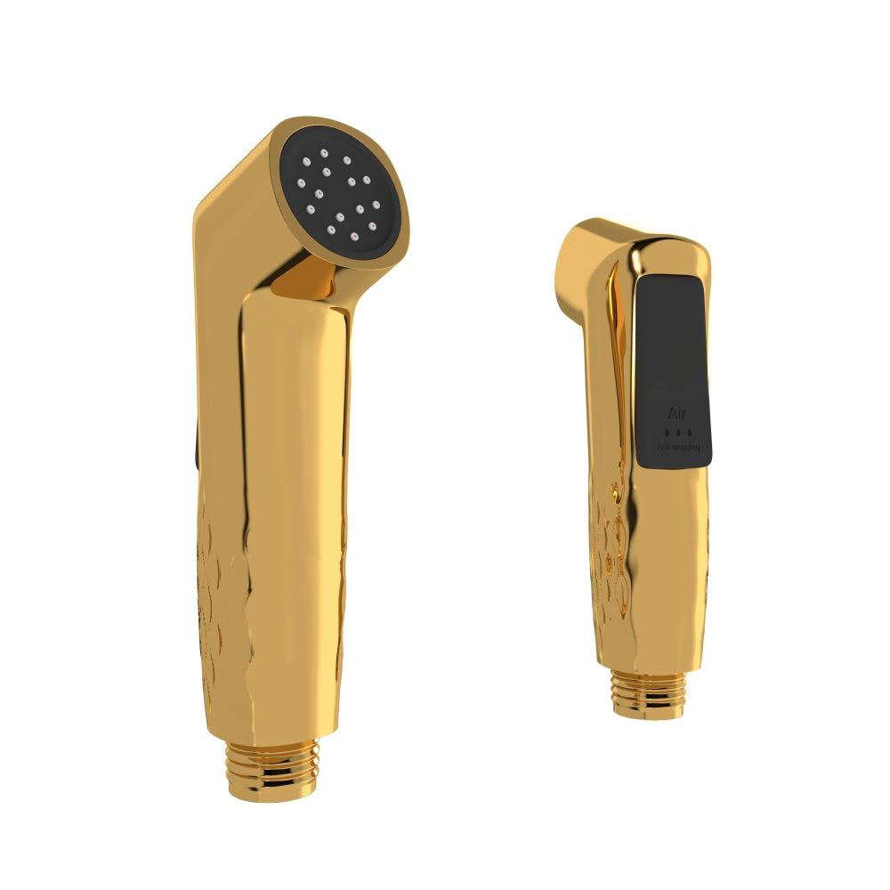 IBEY health faucet set in gold finish, front and rear views