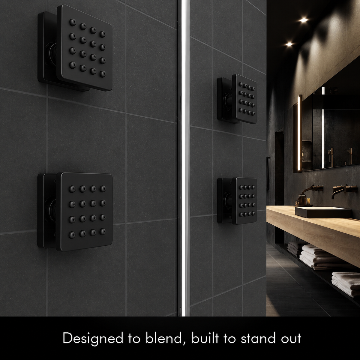 Illustrative supplier rendering: IBEY Black Square Body Jet 2×2 inch – view 4#Size_2 × 2 Inch