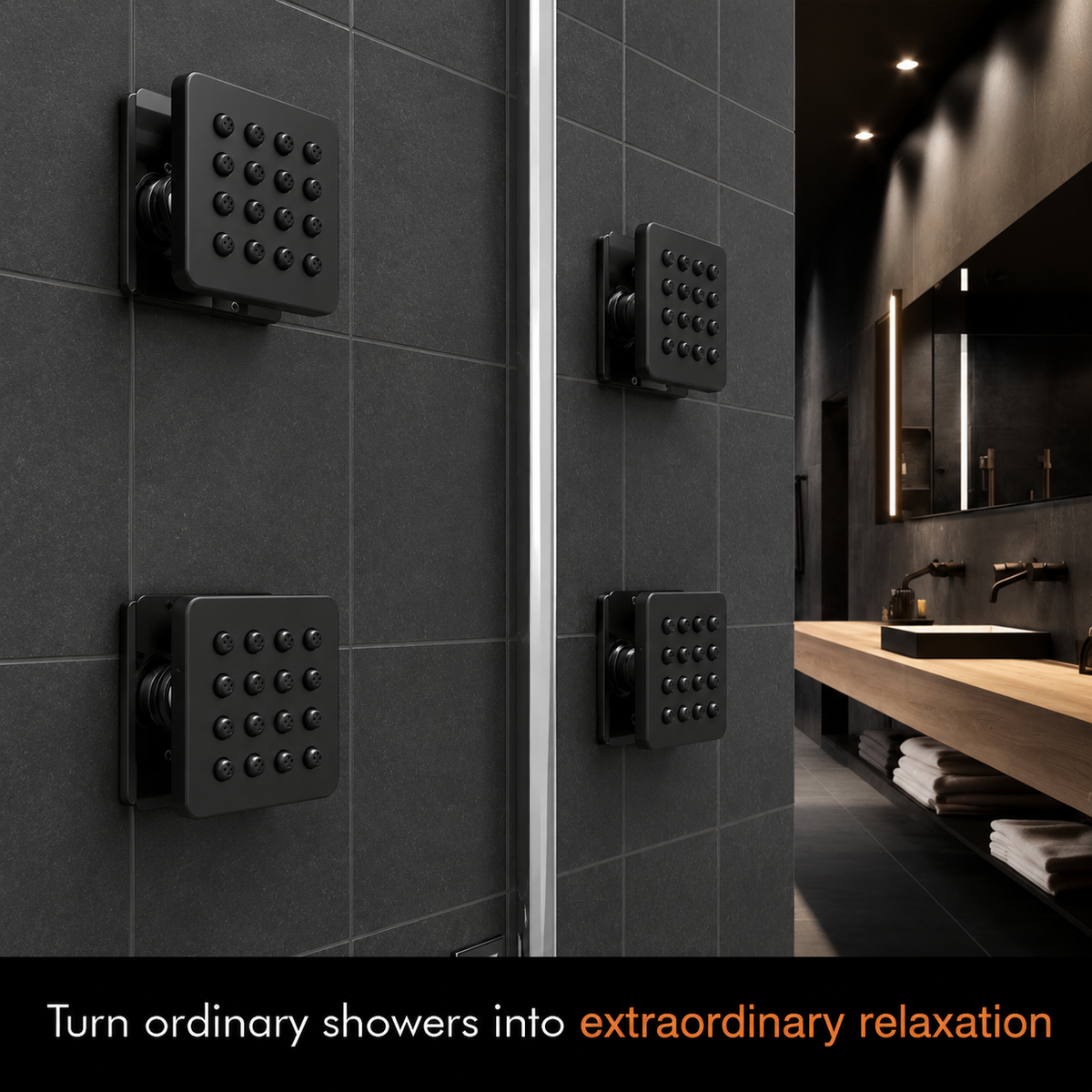Illustrative supplier rendering: IBEY Black Square Body Jet 3×3 inch – view 4#Size_3 × 3 Inch