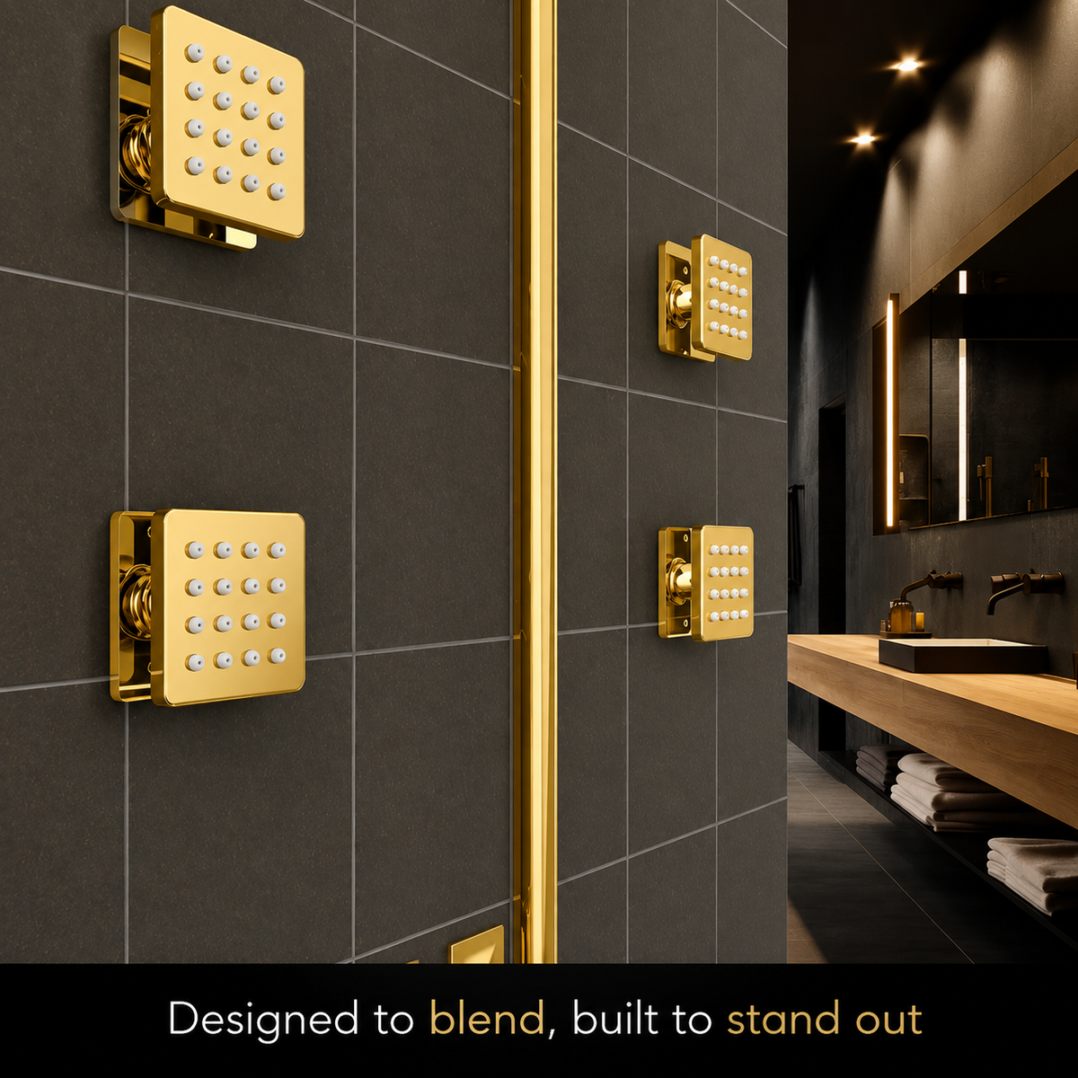 Illustrative supplier rendering: IBEY Gold Square Body Jet 2×2 inch – view 4#Size_2 × 2 Inch