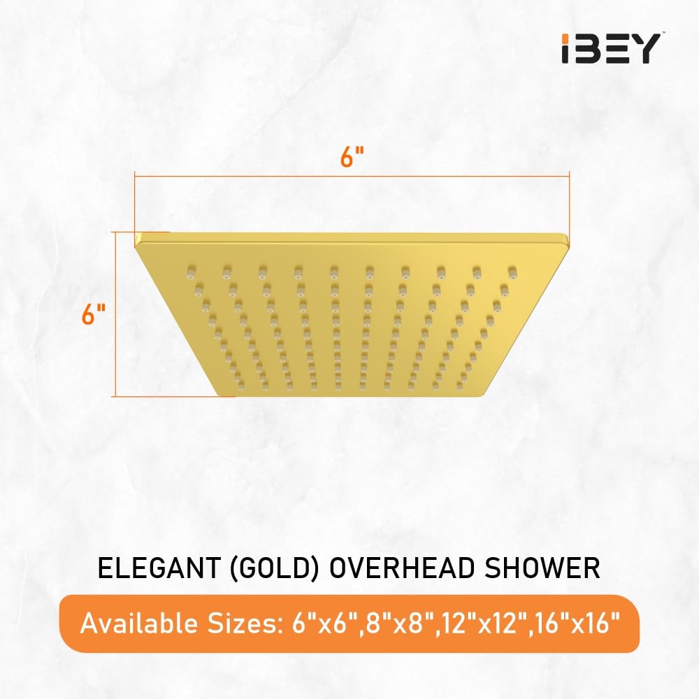 IBEY Elegant Square Stainless Steel Rainfall Shower Head – product gallery view 4