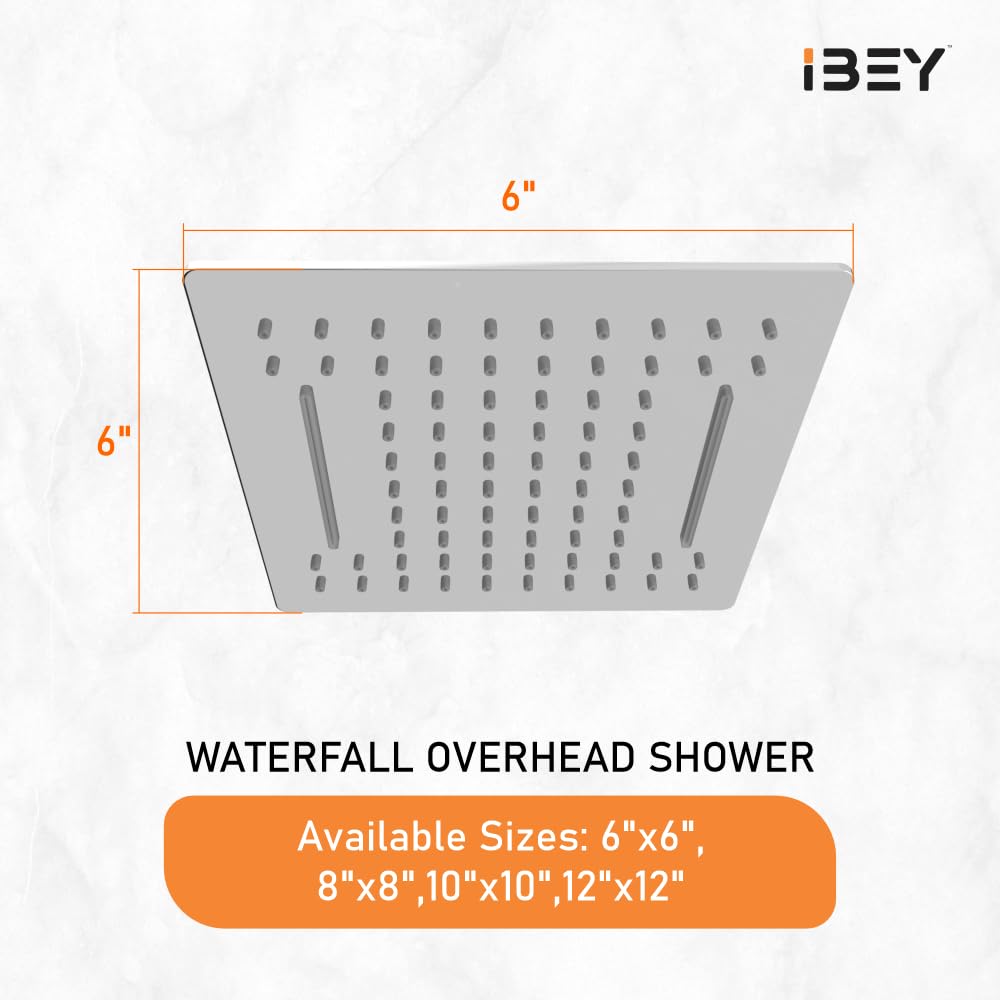 IBEY Square Waterfall Rain Shower Head – product gallery view 4