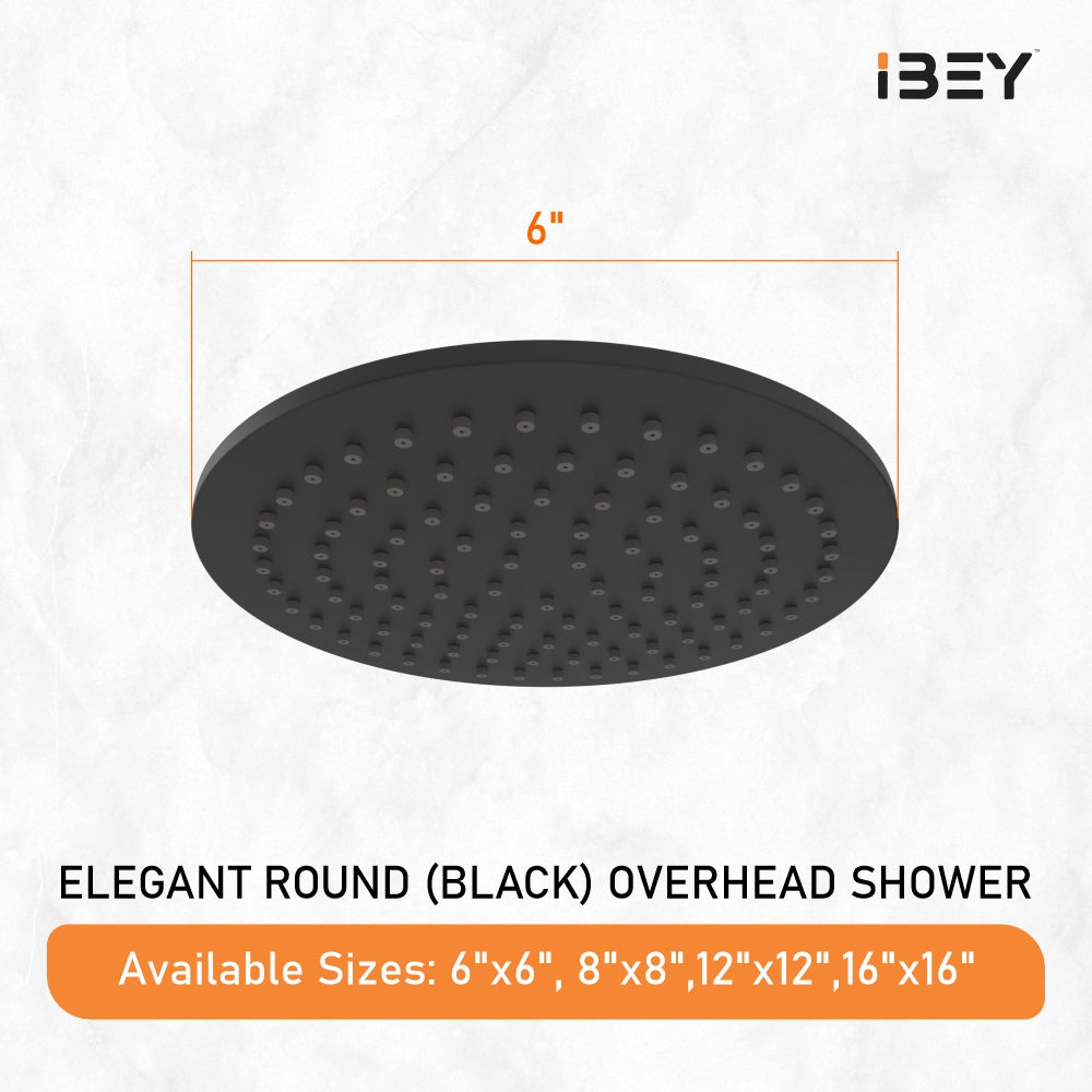 IBEY Elegant Round Matte Black Shower Head – product gallery view 3