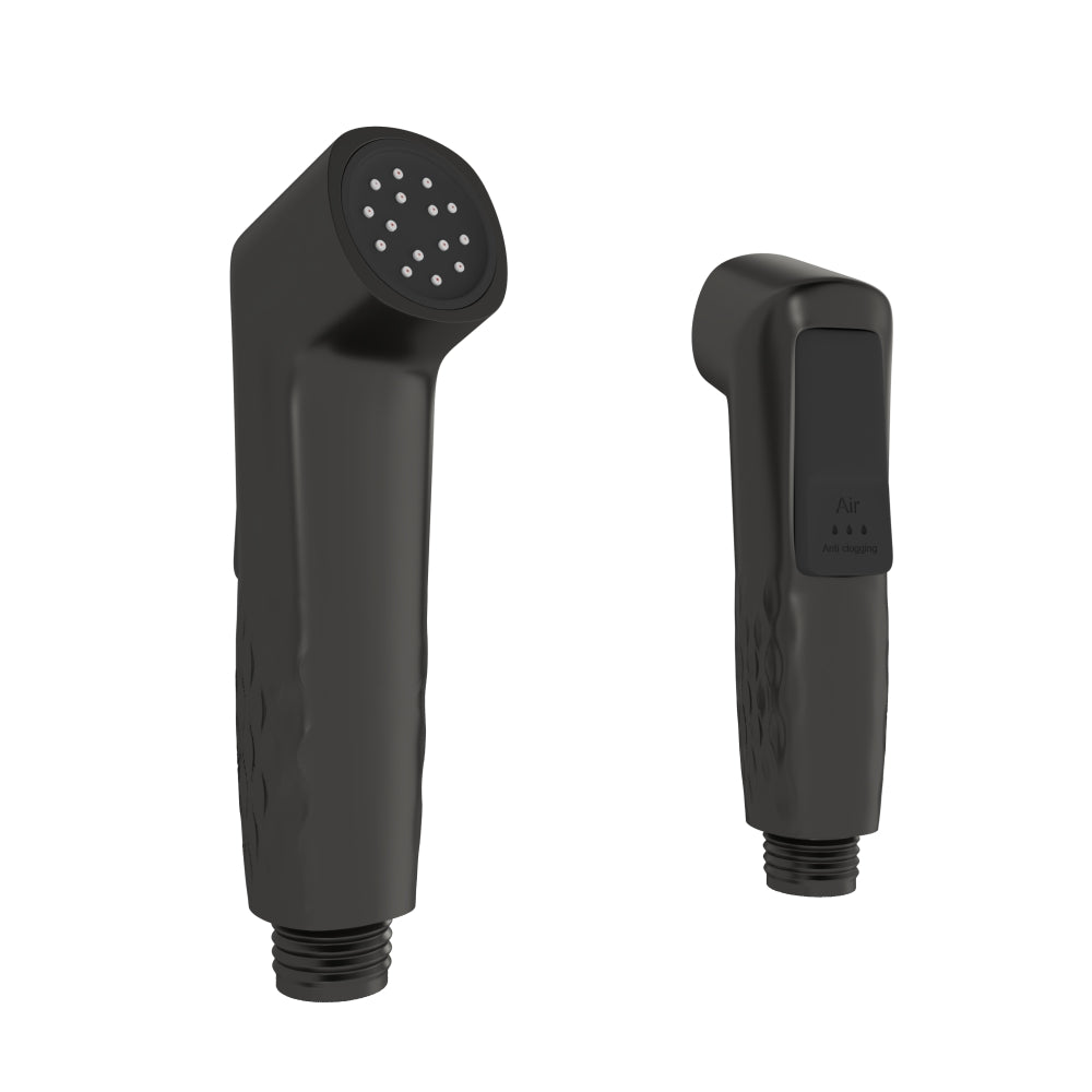 IBEY health faucet set in black finish, front and rear views