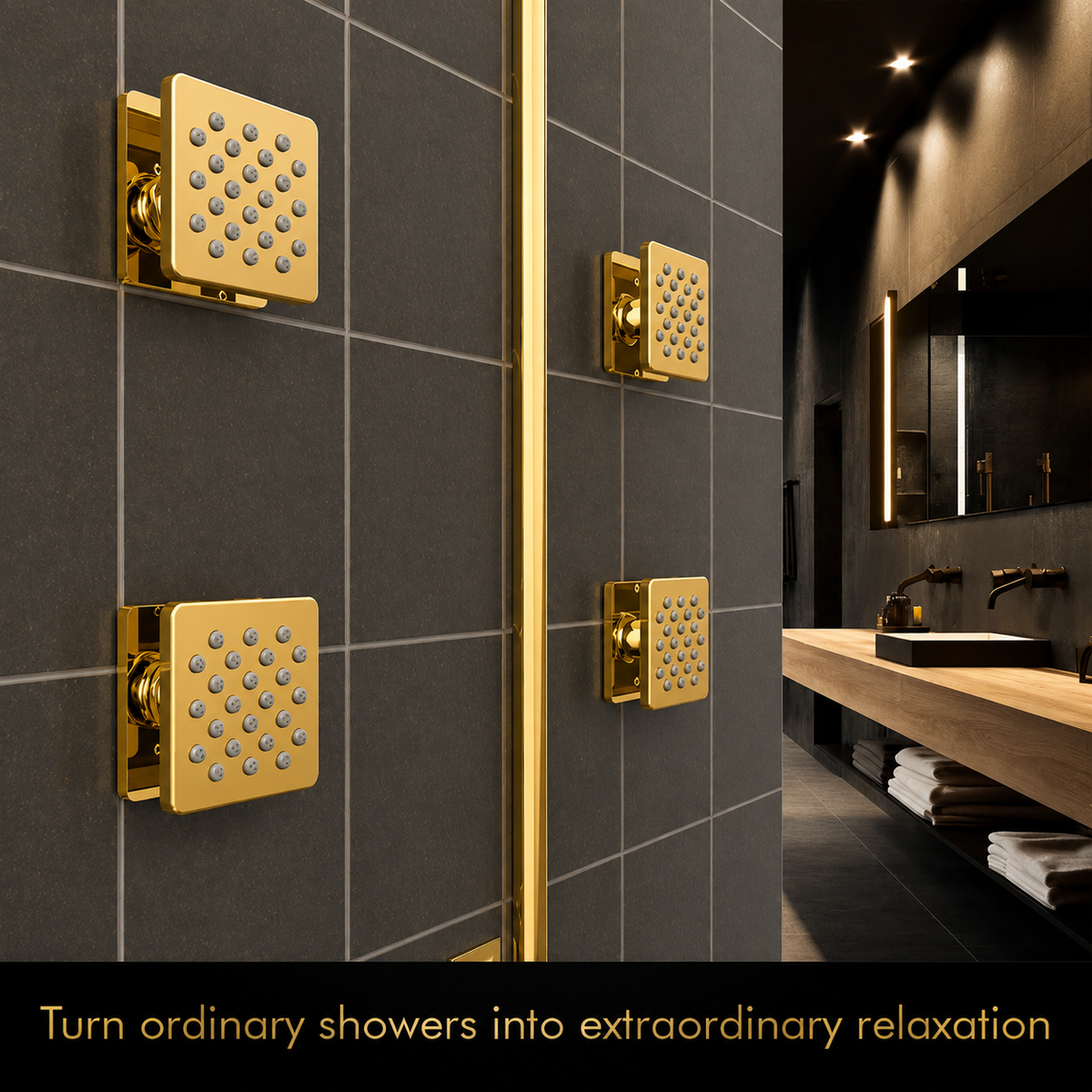 Illustrative supplier rendering: IBEY Gold Square Body Jet 3×3 inch – view 4#Size_3 × 3 Inch