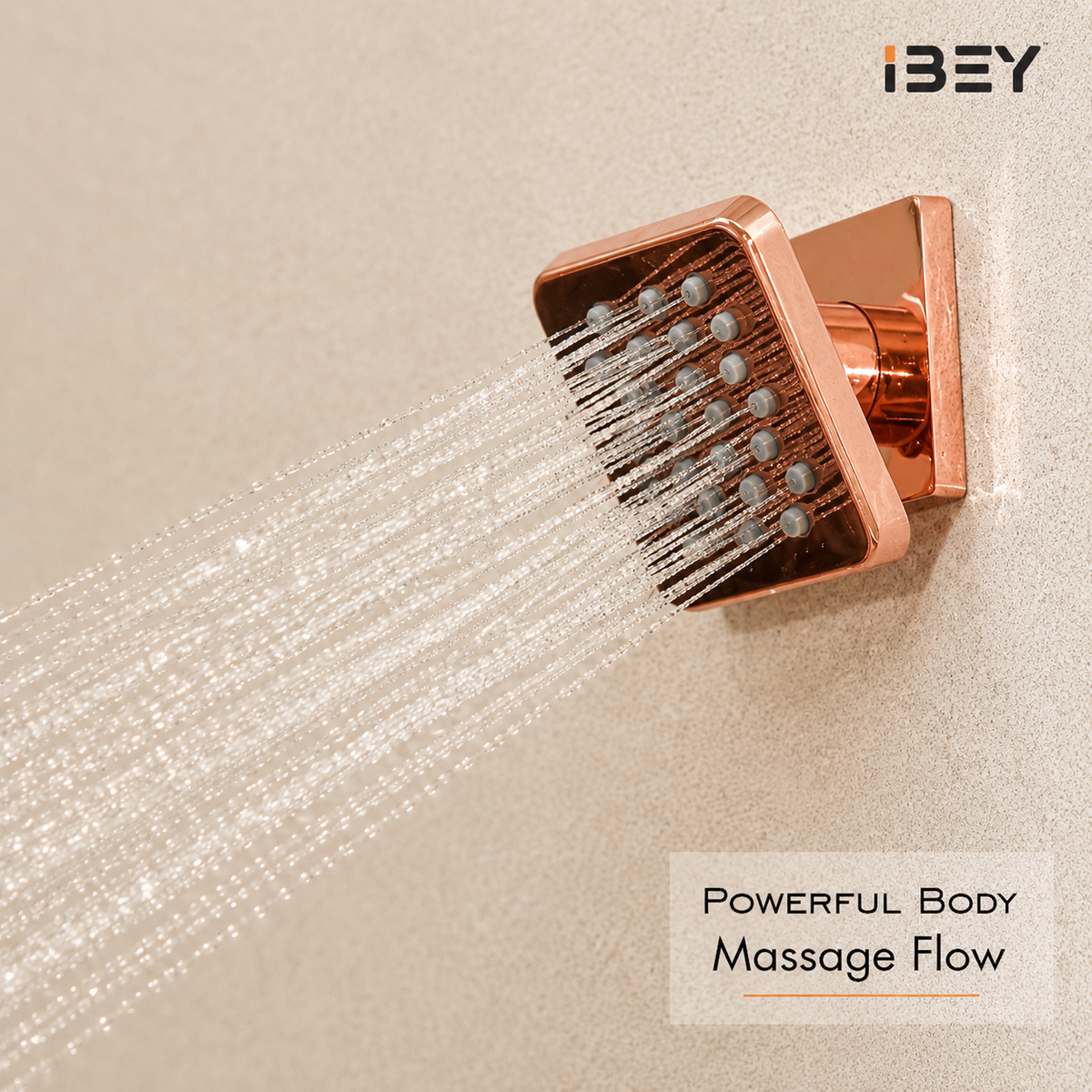 Illustrative supplier rendering: IBEY Rose Gold Square Body Jet 3×3 inch – view 3#Size_3 × 3 Inch
